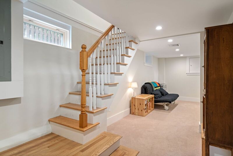 View of the stair down to the family room.