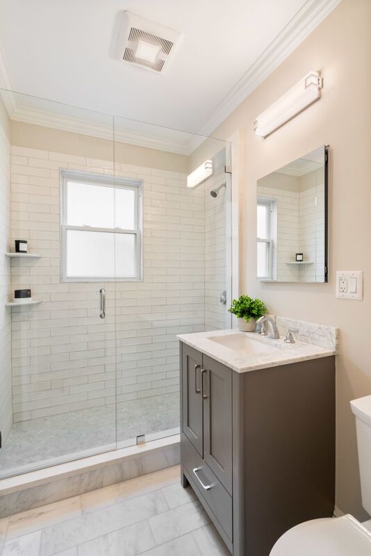 Bathroom at 84 Columbia Street Unit 3 showing large glass shower